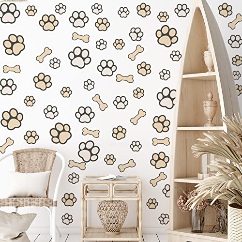 127 Glow in The Dark Dog Paw Stickers Luminous Removable Vinyl Wall Decals for Kids Nursery Bedroom