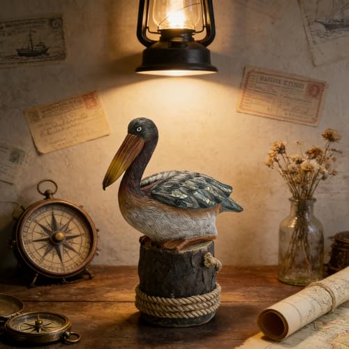Resting Pelican Statue Sculpture Coastal Style Figurine