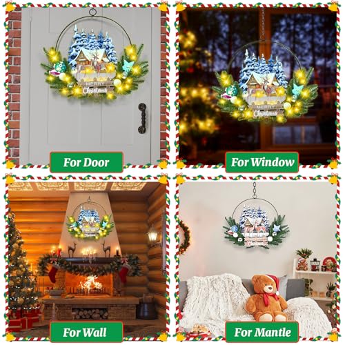 Light up Christmas Wreaths for Front Door