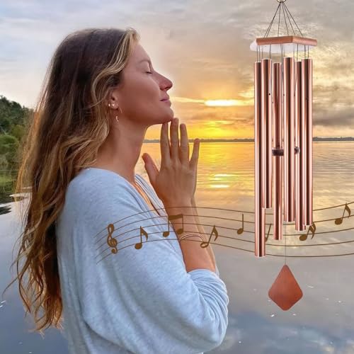 Memorial Wind Chimes 44 inch Red Copper Deep Tone Sympathy Gift Patio Porch