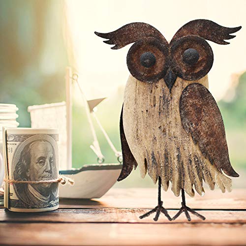Owl Figurines Decor Animal Statue for Home Wooden Stand Owl Sculptures
