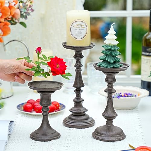 Rustic Cast Iron Pillar Candle Holder