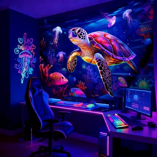 Blacklight Turtle Tapestry
