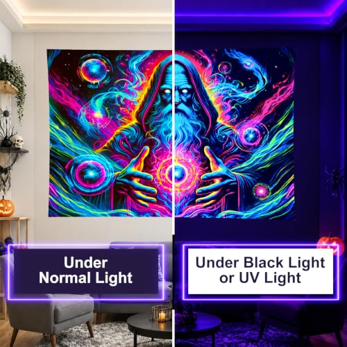 Blacklight Tapestry Wizard Orb Wall Art 78 x 59 Inch