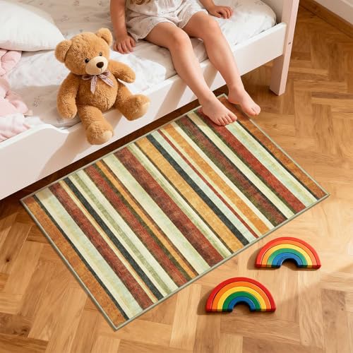 2x3 Striped Rug for Entryway Washable Kitchen Rug (6 Sq Ft)