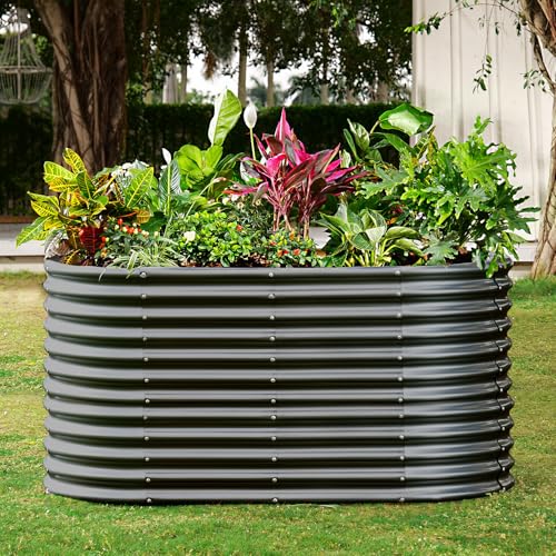 8x4x3ft Oval Galvanized Raised Garden Beds