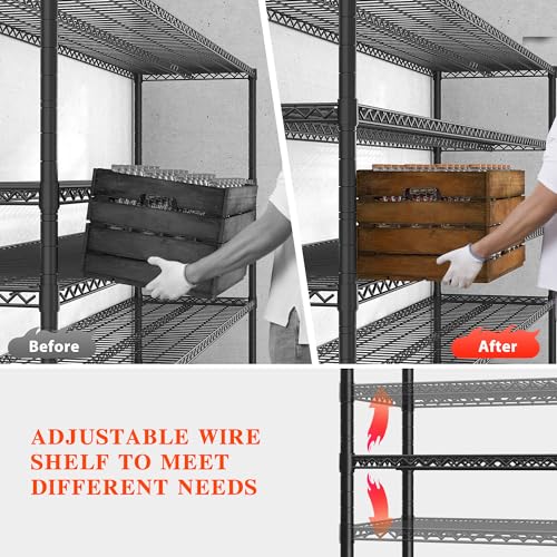 Storage Shelves 3200 LBS Capacity Wire Shelving with Wheels Heavy Duty Metal Shelf for Warehouses (2 Count)