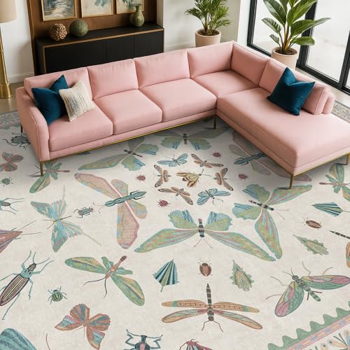Green Butterfly Rugs for Girls Bedroom (80 Sq Ft)