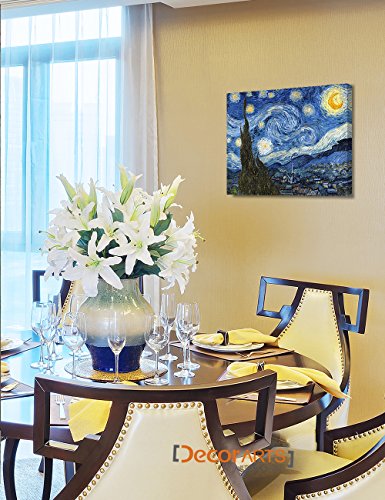 Starry Night Vincent Van Gogh Art Reproduction. Giclee Canvas Prints Wall Art for Home Decor. 20x16