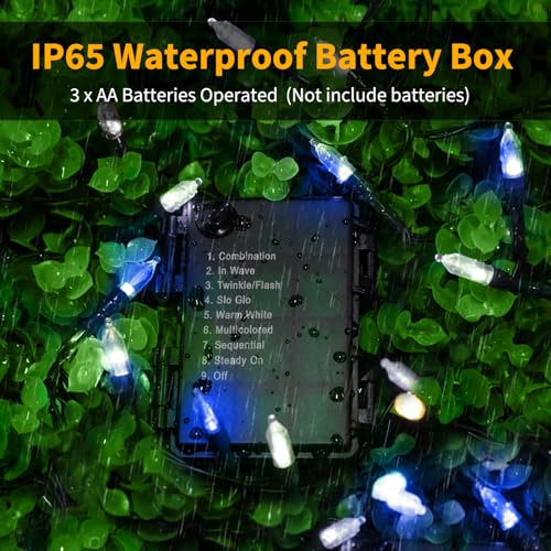 Battery Operated Christmas Lights 2 Pack 18 FT 50 LED Blue+White (2 Count)