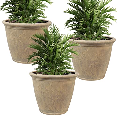 Sunnydaze Anjelica 24'' Large Plastic Planter Pot for Plants (3 Count)