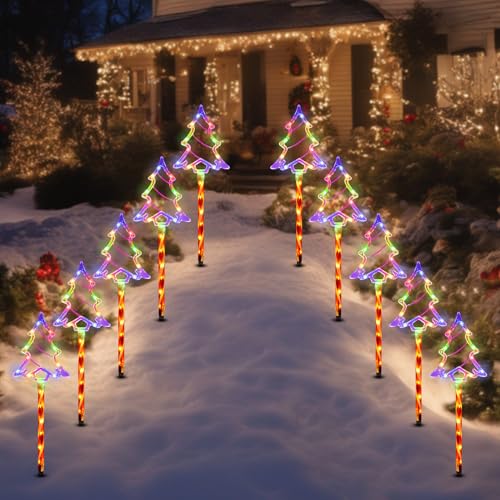 Solar Christmas Tree Pathway Lights Outdoor Decorations (10 Count)