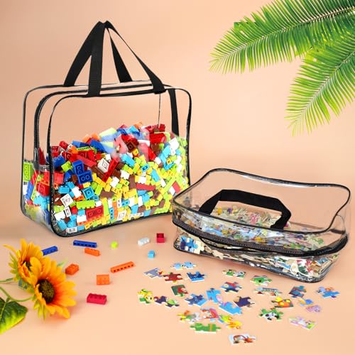 6 Packs Large Toy Storage Bags with Labels Reusable Clear Toy Organizer (6 Count)