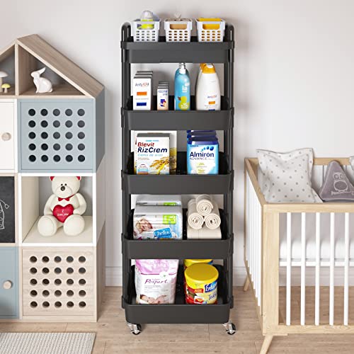 5 Tier Utility Cart with Drawer & Wheels
