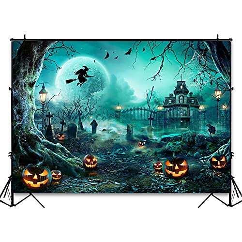 7x5ft Green Halloween Backdrop Spooky Photography Background