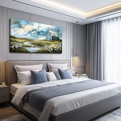 Wall Art For Living Room Large Canvas Wall Decor For Bedroom Field Scenery Flower Watercolour Painting Office Restaurant Mural Printing Picture Artwork Ready To Hang Home Decor 24x48 In