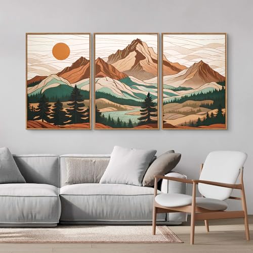 Mountain Framed Canvas Wall Art Set of 3 (3 Count)