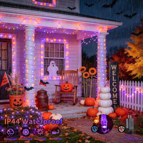 200 LED Halloween Lights Outdoor Orange & Purple Halloween Lights (66 Foot)