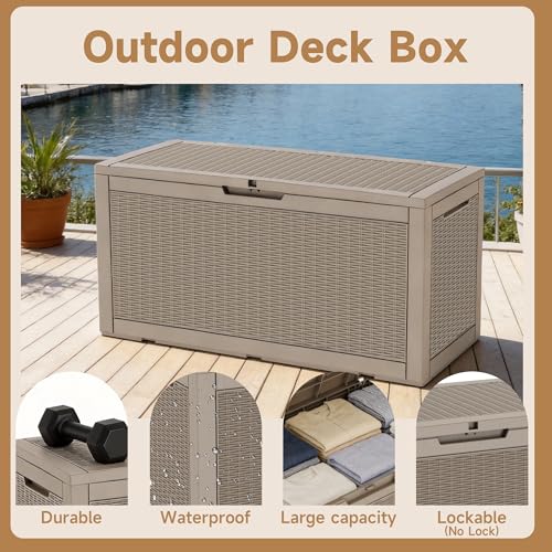 121 Gal Waterproof Outdoor Storage Box Lockable Deck Box