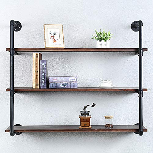 Industrial Pipe Shelves With Wood Planks