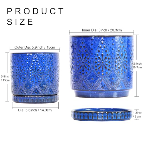 8 Inch + 6 Inch Indoor Plant Pot with Drainage Holes and Saucers (2 Count)