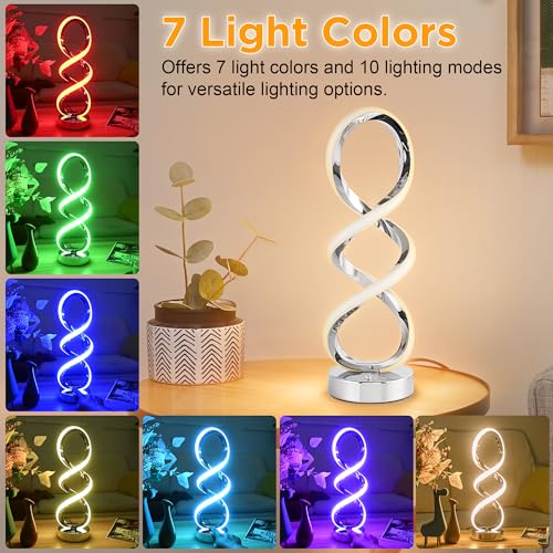 Modern Spiral LED RGB Table Lamp (2 Count)