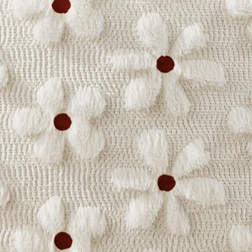 Spring Summer Pillow Covers 20x20 inch Set of 2 White Rust Daisy (2 Count)
