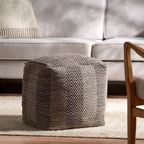 Boho Handmade Fabric Cube Pouf Ottoman Foot Stool