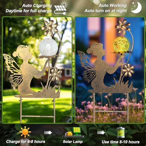 Solar Lights Fairy Garden Decor for Outside
