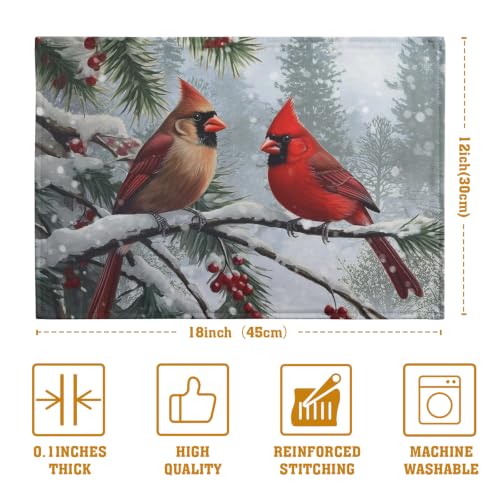Christmas Placemats Set of 4 Red Cardinal Birds Snowy Place Mats (4 Count)