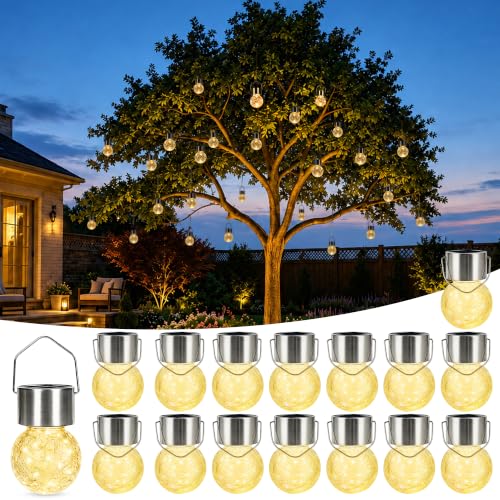 Solar Lights Outdoor Hanging Lantern Garden Decor for Outside 16Pc (16 Count)