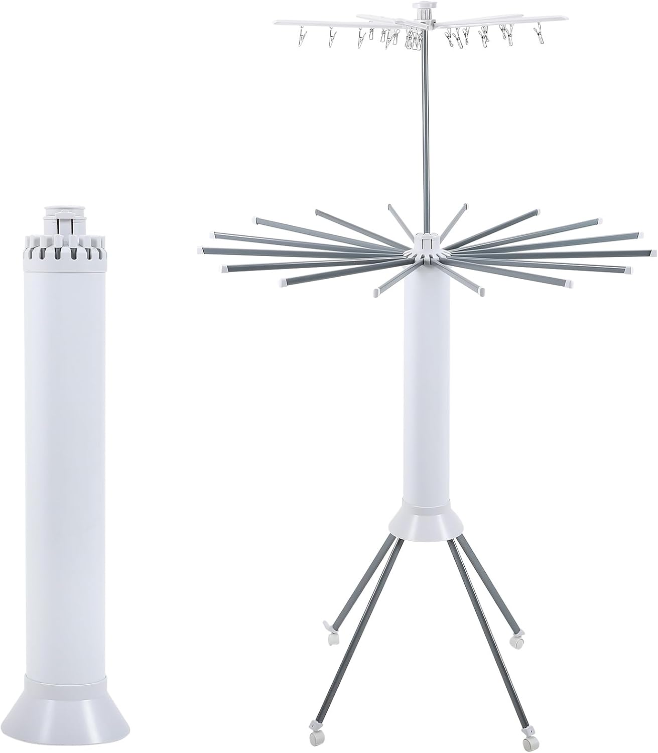 4-Legged Clothes Drying Rack Foldable,Octopus-Shaped Portable Laundry Drying Rack,Outdoor and Indoor Collapsible Drying Rack with 4 Pulleys,2 Tier - NestledHome