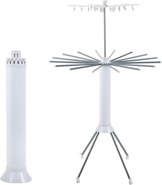 4-Legged Clothes Drying Rack Foldable,Octopus-Shaped Portable Laundry Drying Rack,Outdoor and Indoor Collapsible Drying Rack with 4 Pulleys,2 Tier - NestledHome