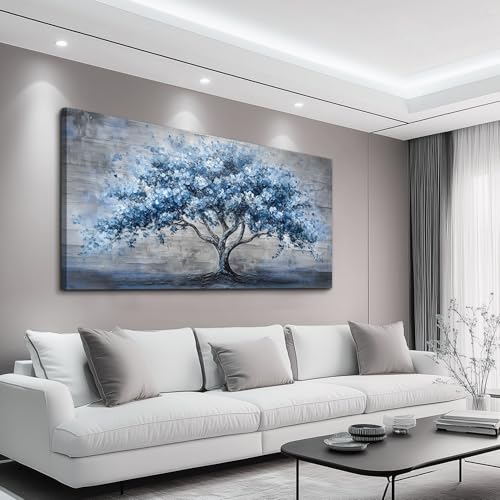 Large Canvas Wall Decor Painting Wall Art For Bedroom Living Room Decoration Abstract Blue Tree Artwork Print Picture Room For office Room Dining Room Home Decor Home Aesthetics 30x60 In
