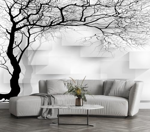 Grey Trees Wallpaper 3D Geometry TV Sofa Background Wall Mural