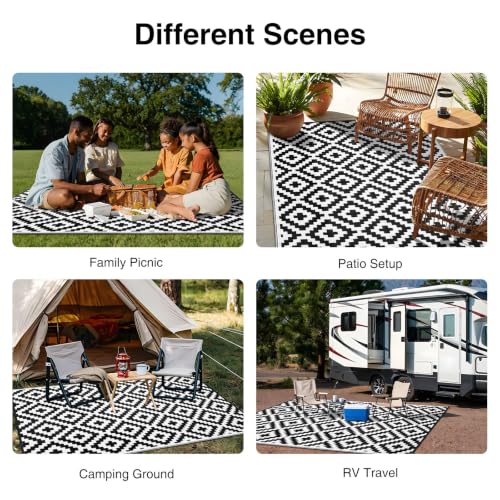 Outdoor Rug 8x10 ft Waterproof Reversible Mat