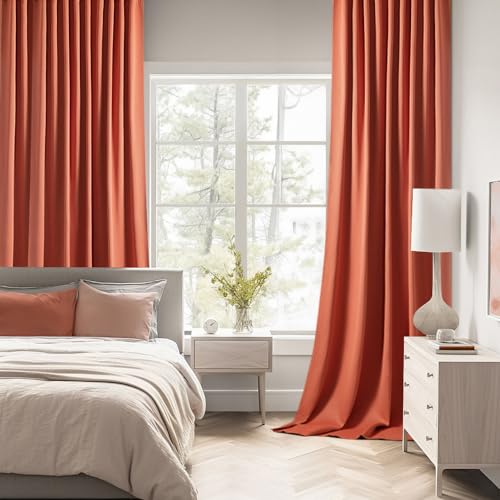Fall Burnt Orange Back Tab Blackout Curtains 52"x96" Length 2 Panels (2 Count)