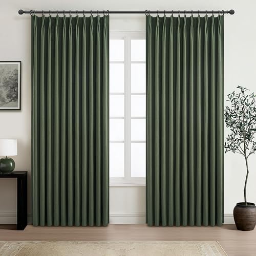 Curtains 70 Inch Length Extra Wide Pinch Pleated Blackout Curtain for Sliding Glass Door (2 Count)