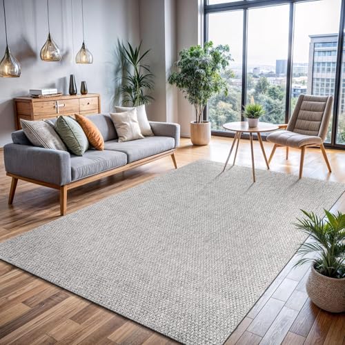 Easy Jute Rug 5x7 Indoor Outdoor Gray Farmhouse Area Rugs for Living Room and Kitchen Rug (35 Sq Ft)
