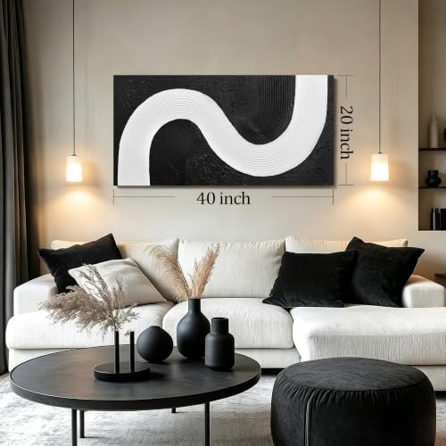 Black And White Abstract Wall Art For Living Room Minimalist Canvas Wall Art For Bedroom Modern Painting Wall Decor For Office 20 x 40 Inch