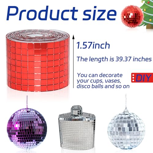 Red Self Adhesive Glass Mirror Mosaic Tiles