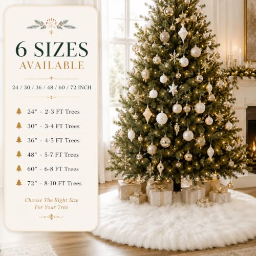 24 Inch White Faux Fur Christmas Tree Skirt