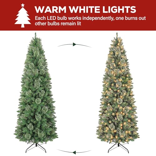 7.5 ft Slim Prelit Christmas Tree with Pine Needle
