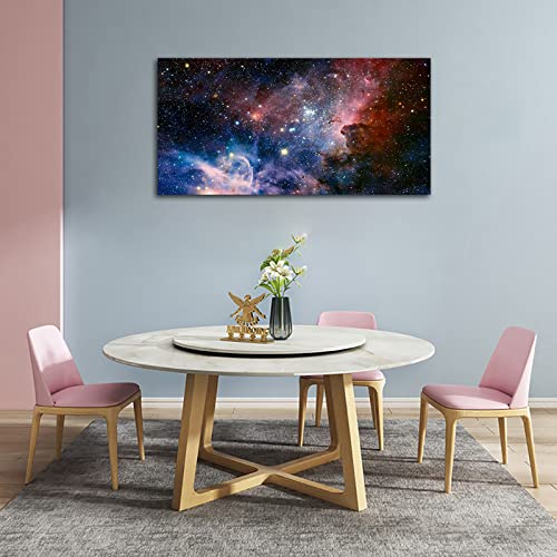 Canvas Wall Art Galaxy Nebula Starry Cosmic Painting Pictures Panoramic Canvas Arotwork Universe Stars Outer Space Wall Art for Home Office Decoration Framed Ready to Hang 20" x 40"