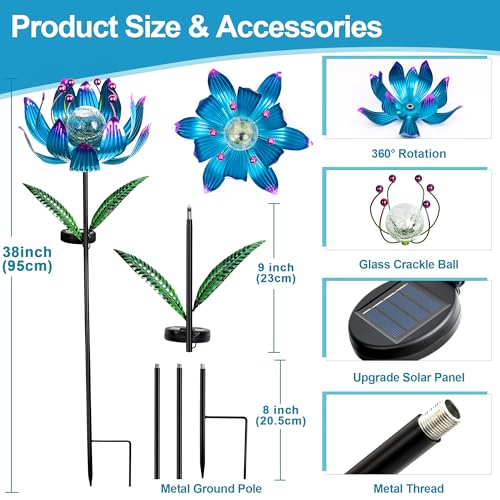 38 Inch Solar Wind Spinner Outdoor