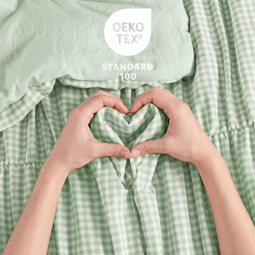 Green Gingham Twin XL Comforter Set