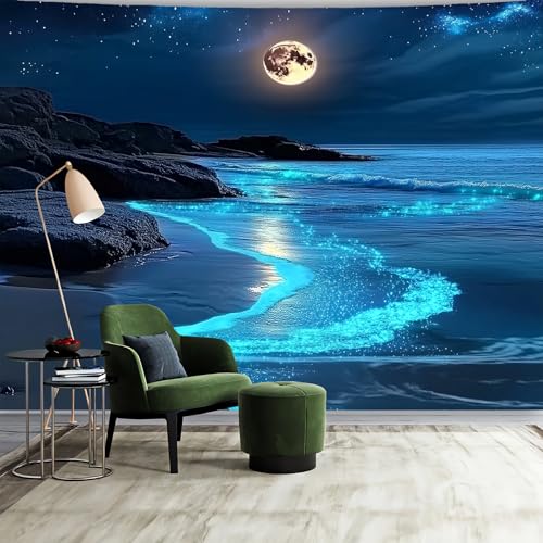 Nature Tapestry Forest Tree Sea Cave Wall Hanging