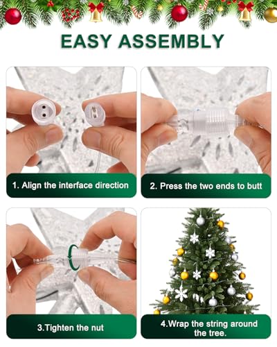 Christmas Tree Topper with 10M Colorful Light Cord