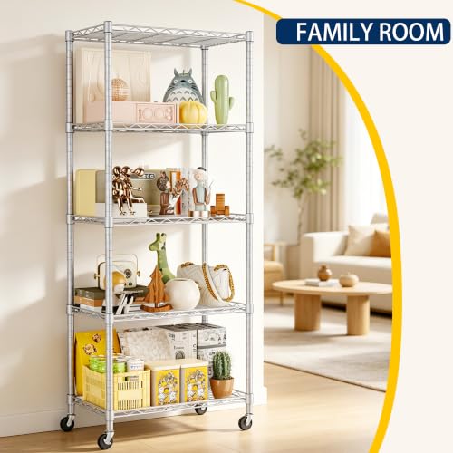 5 Wire Shelving Metal Storage Rack Adjustable Shelves