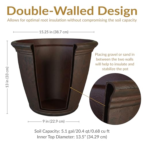 Sunnydaze Anjelica 15.25'' Large Plastic Planter Pot for Plants (4 Count)